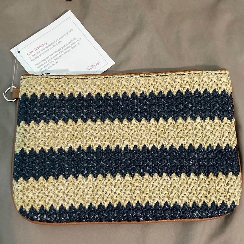 Thirty-one Navy Striped Straw Rubie mini